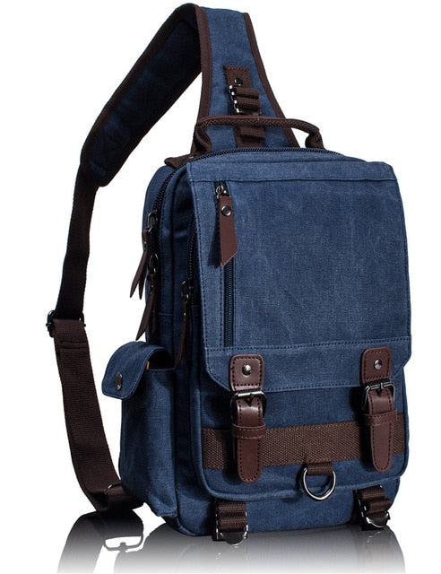 canvas crossbody bags for travel Khaki Canvas Chest Bag For Outdoor Travel Messenger Style